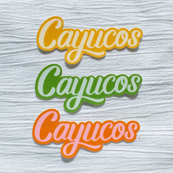 Cayucos Hand Lettered Weatherproof Die Cut Sticker for wholesale by Beka Gene Studio
