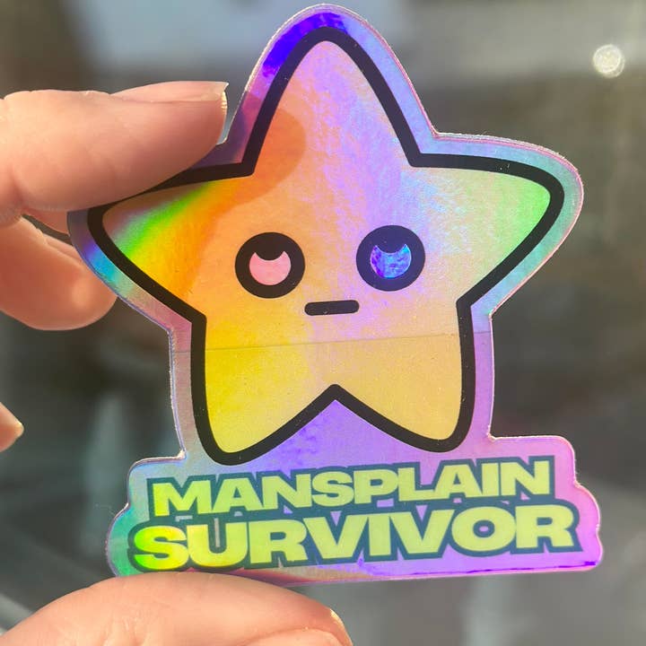Hilarious Humanitarian - Wholesale Sticker - Mansplain Survivor Holographic Sticker4