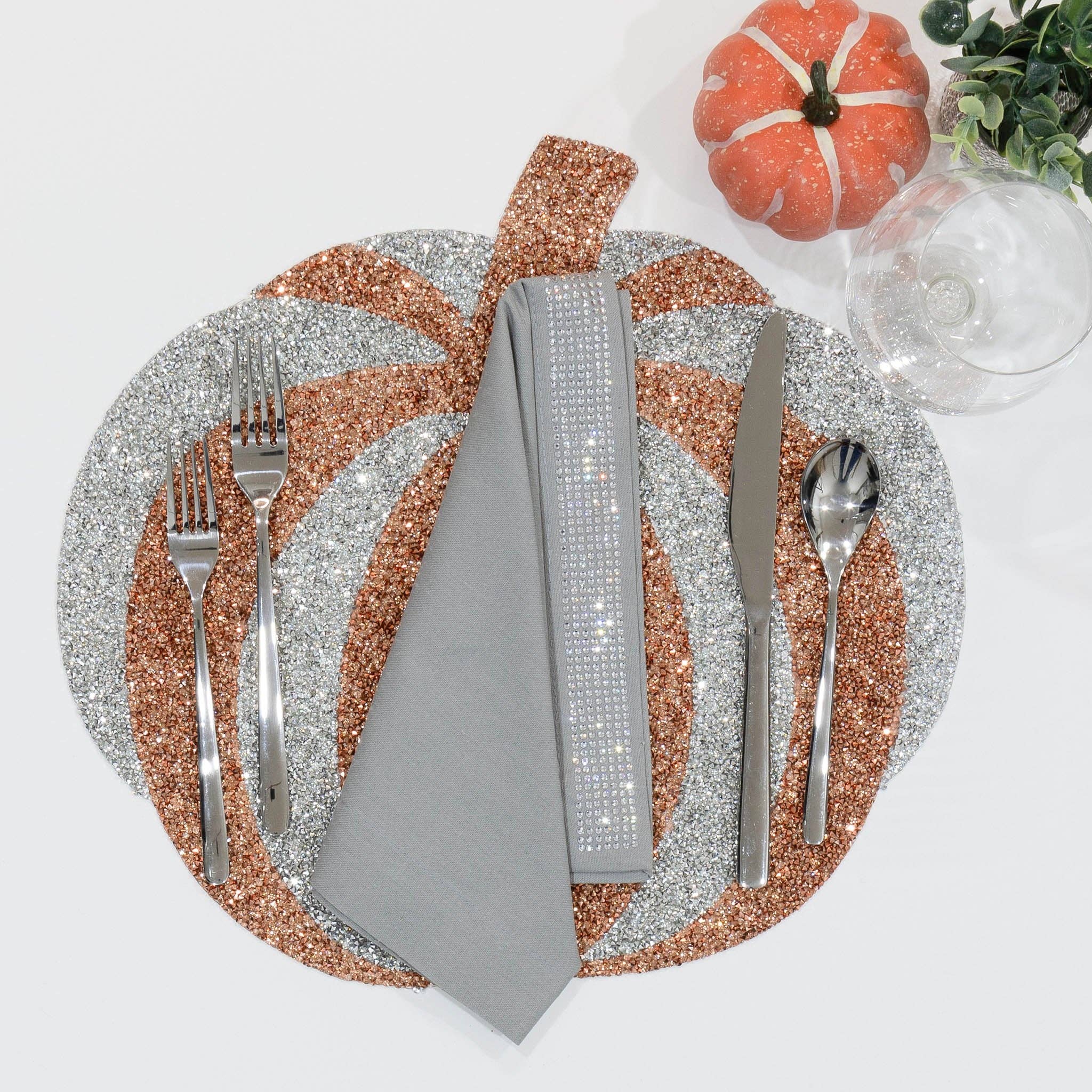 Sparkles Home - Wholesale Placemat - Luminous Rhinestone Pumpkin Placemat1