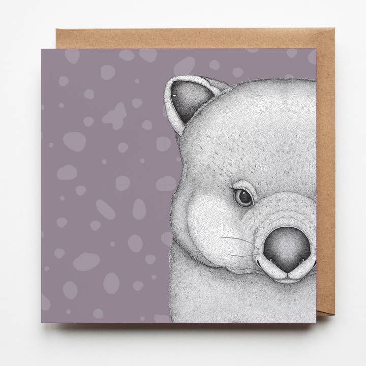 Dots by Donna - Wholesale Everyday greeting card - Walter the Wombat Greeting Card0