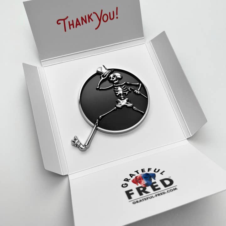 Grateful Fred - Wholesale Car Decorative Charm - Unisex - the HIGH-STEPPIN' SKELETON BADGE