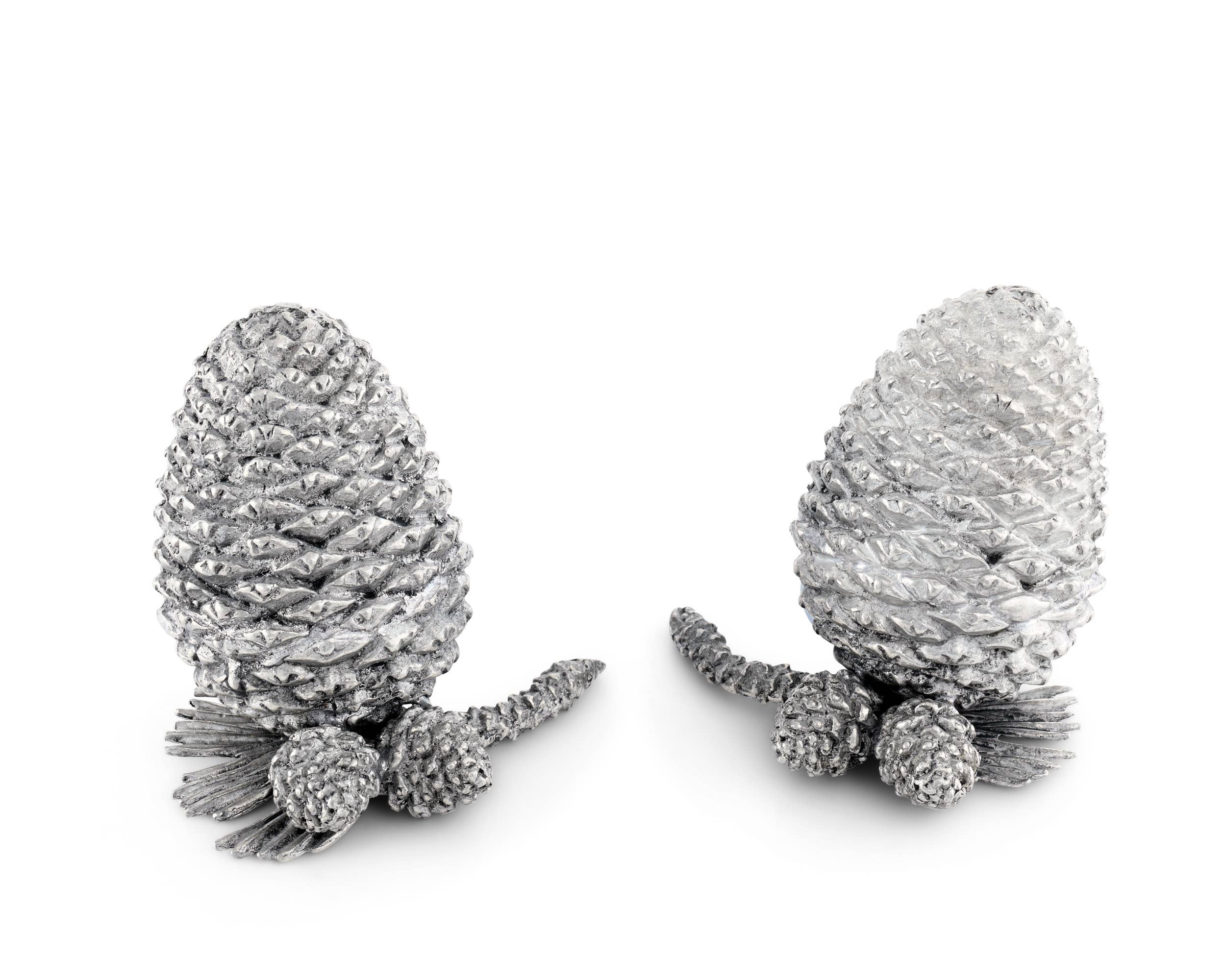 Vagabond House - Wholesale Salt & Pepper Shaker Set - Pewter Pine Cones Salt & Pepper Set1