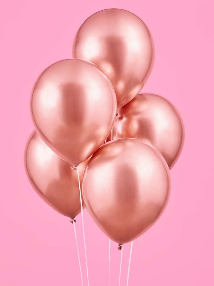 Décorations de fête, ballons métalliques chromés, or rose pour la vente par xo, Fetti