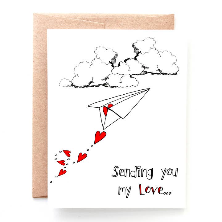 Sending You My Love Miss You Card, Thinking of You for wholesale by Yellow Daisy Paper Co.