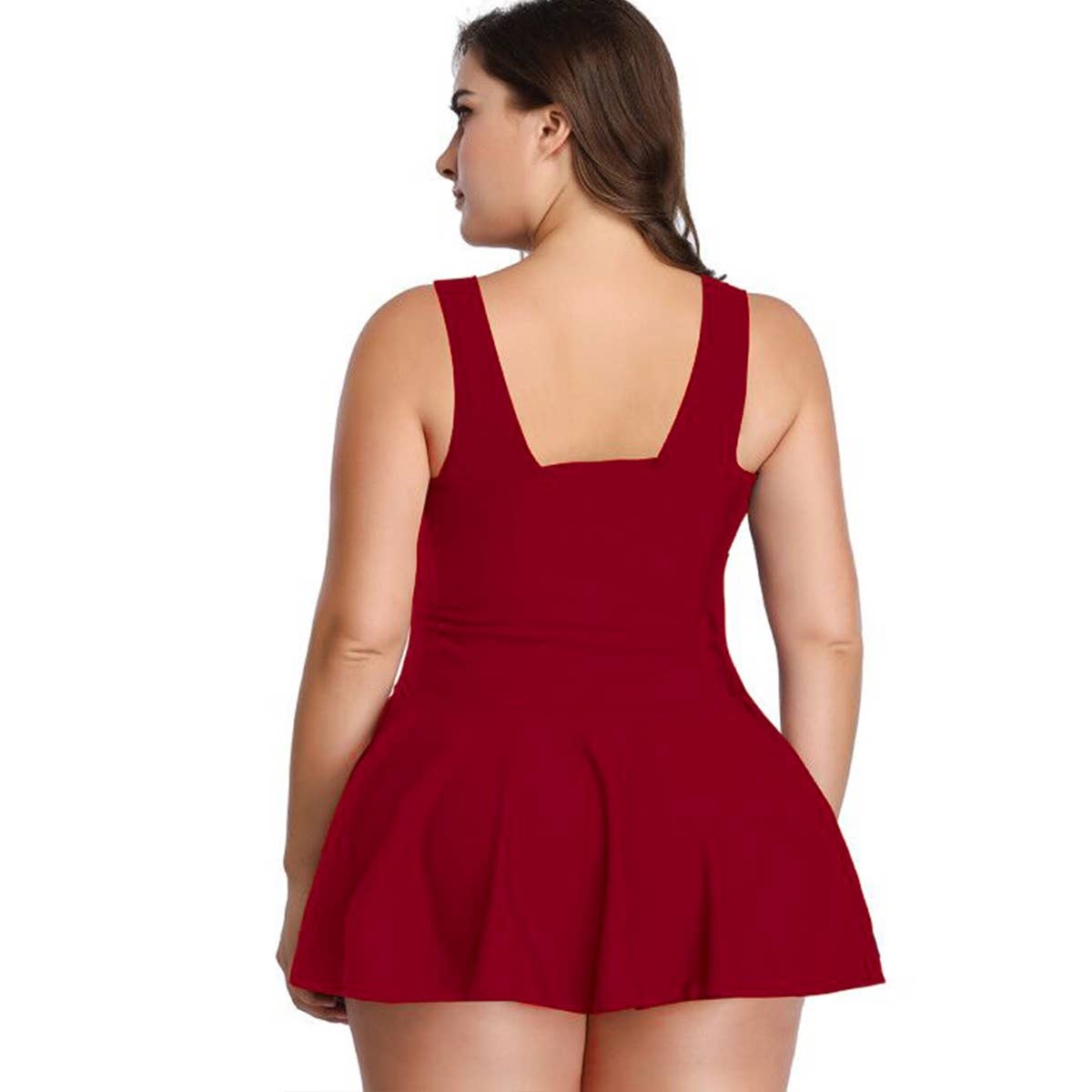 Elings - Wholesale One Piece Swimsuit - Women's - Plus Size Solid Ruffle V-Neck Fit Swimsuits20