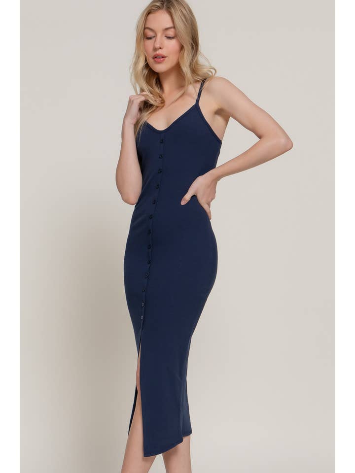 Active Basic | Active USA - Wholesale Jurk - Dames - Cami midi-jurk met knoopsluiting en rib18