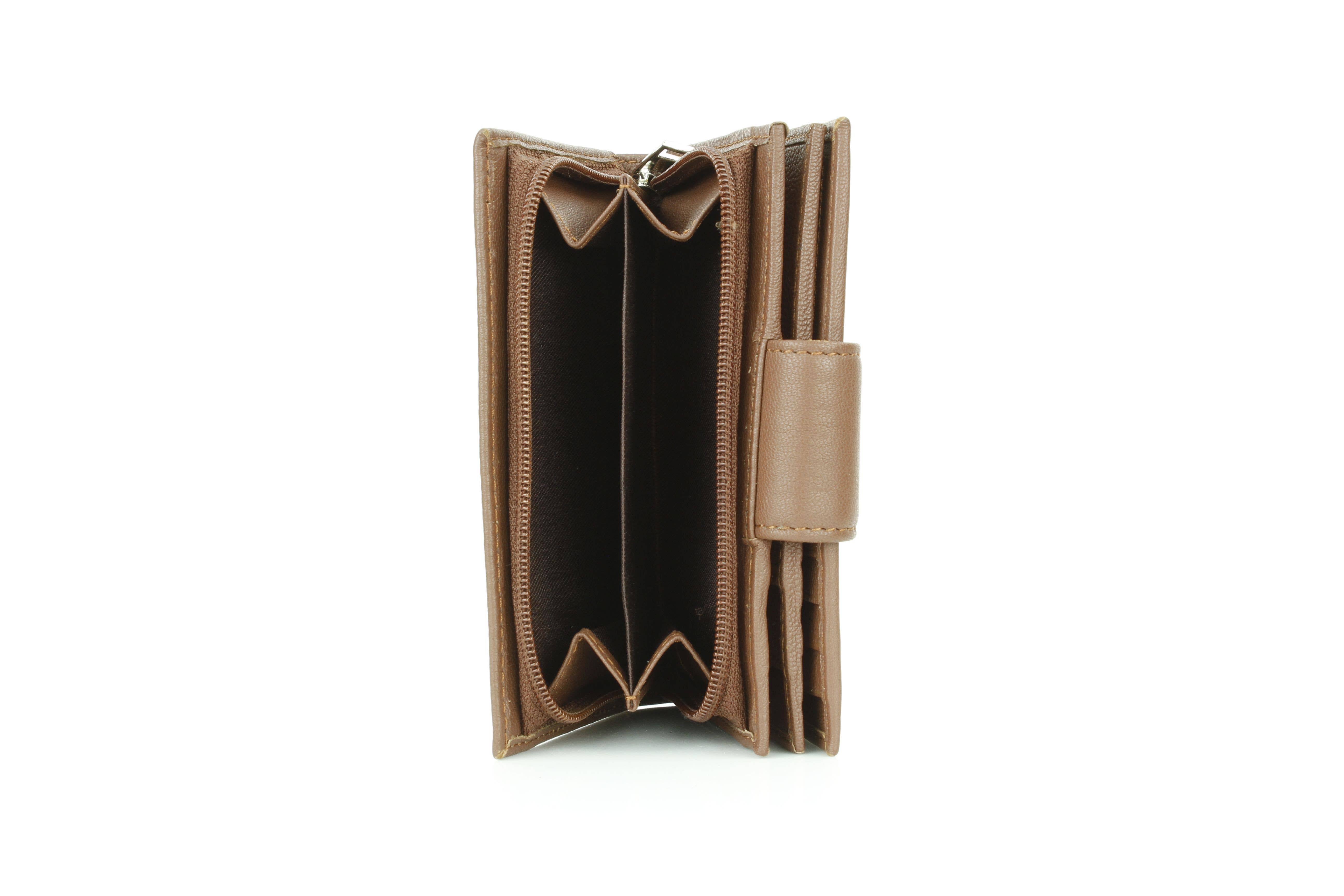 Leather Impressions Inc - Wholesale Wallet - Women's - Snap Leather Clutch Wallet | Zip Pocket RB LW 21 100122