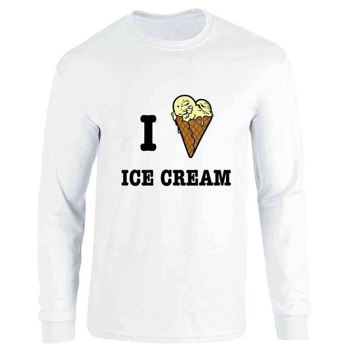 Cônes en forme de cœur I Love Ice Cream, mignons et amusants, à manches longues pour la vente par Pop Threads