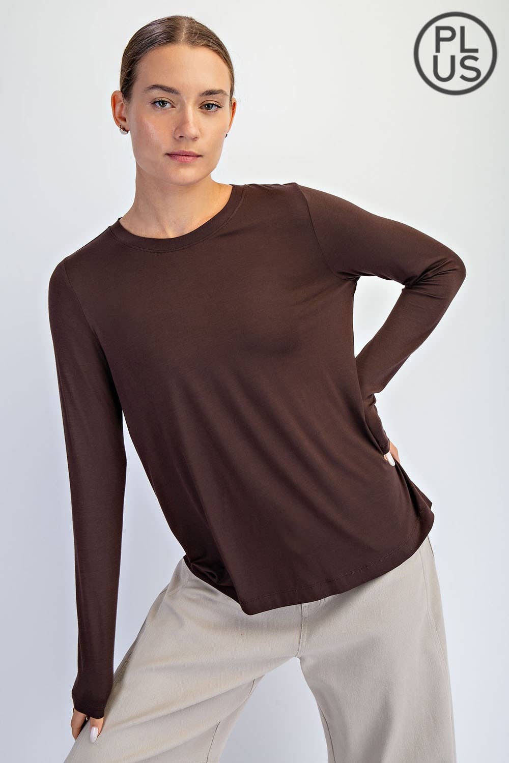 Rae Mode - Wholesale Lounge Top - Women's - PLUS SIZE VISCOSE MODAL LONG SLEEVE TOP23