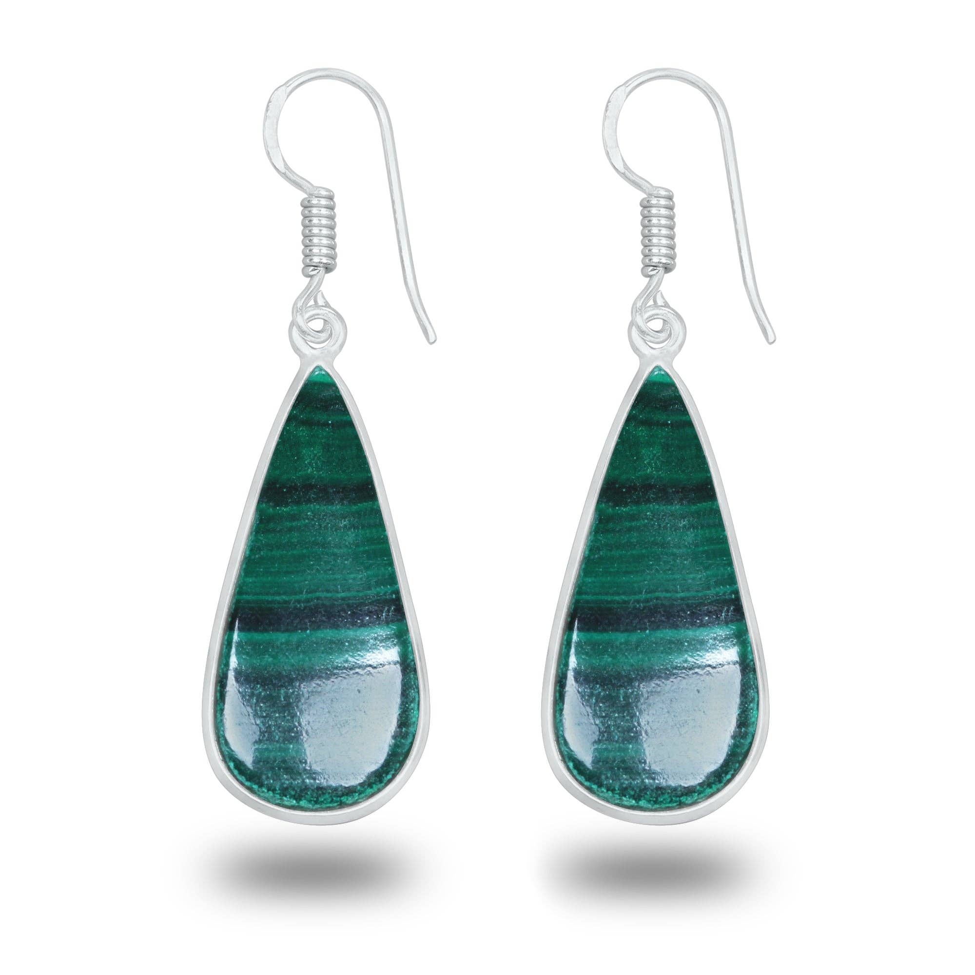 Handmade Jewels - Wholesale Dangle Earrings - Malachite Earrings – Minimalist, Silver-Plated | Wholesale Handmade Jewelry8