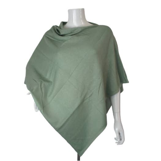 NURBU INC. - Vendita all'ingrosso Poncho - Donna - Poncho in cashmere con scollo laterale (verde chiaro) CRP012