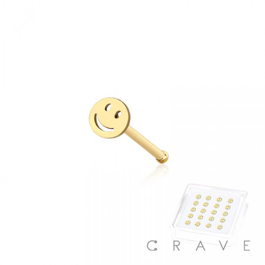 CRAVE – Großhandel Nasenring – 20 STÜCK SMILE FLACHKOPF 316L CHIRURGENSTAHL NASENRING BOX0