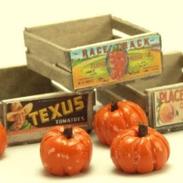 Cargo-To-Go: Vintage Fruit Crates and Pumpkin Set - 101-0914 for wholesale on Faire6