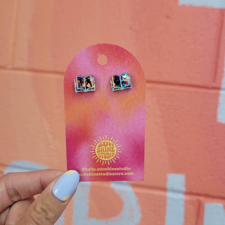 Sunshine Studio - Wholesale Stud/Post Earrings - Open Book Tiny Stud Earrings12