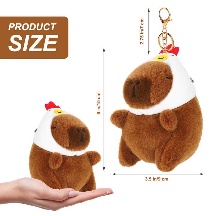 CapyFun - Vente Porte-clés – femme - Porte-clés peluche capybara avec poule4