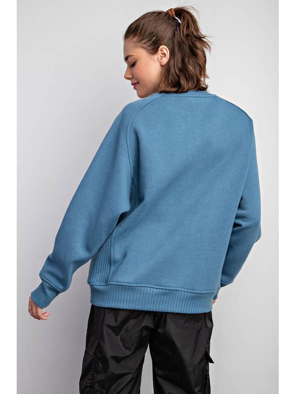 Sunday Morning - Wholesale Sweatshirt - Women's - T9797PL37 Plus Size Crew Neck French Terry Sweatshirt