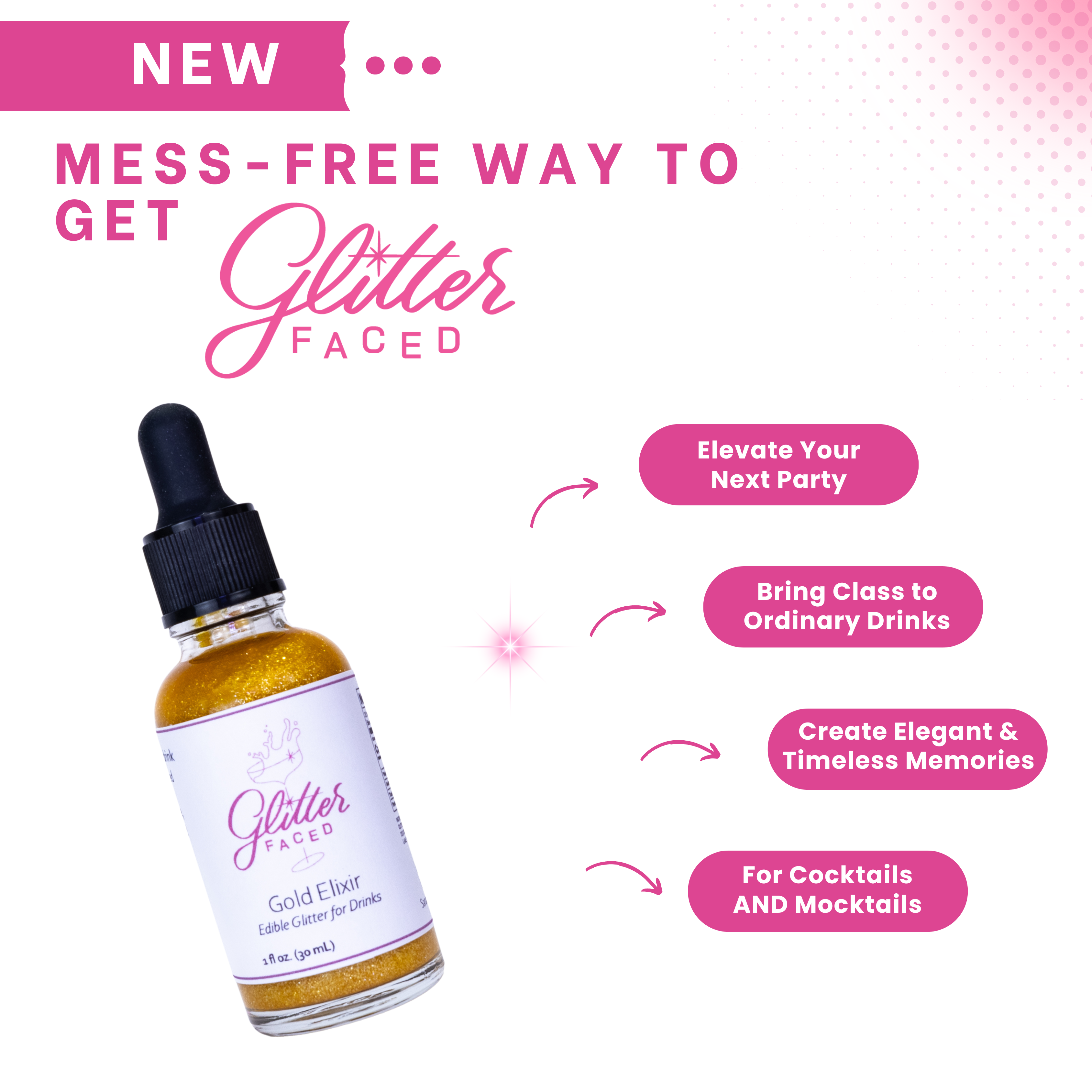 Glitter Faced - Wholesale Cocktail Mix/Syrup - Gold - Edible Glitter For Drinks4