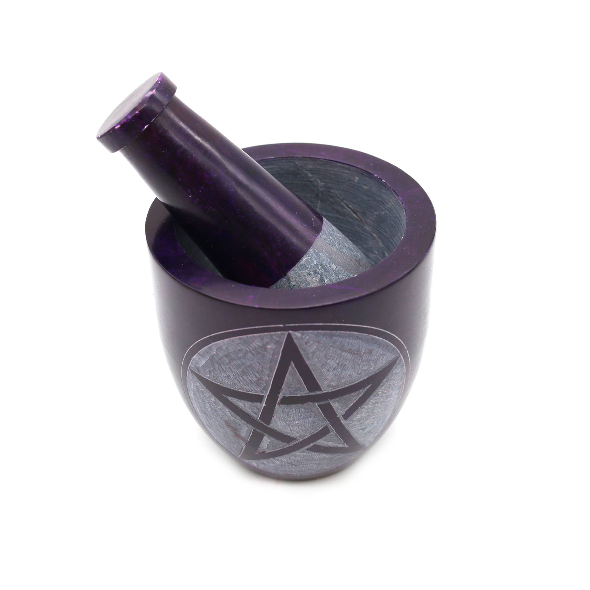 Designs by Deekay Inc. - Wholesale Mortar & Pestle - Soapstone Mortar & Pestle - Purple Pentacle1