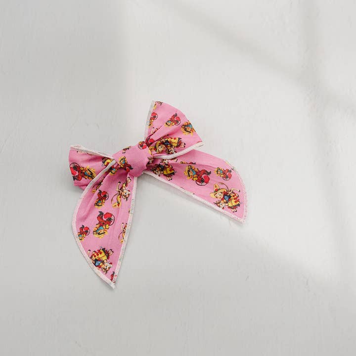 Golden Dot Lane - Wholesale Hair Bow - Kids - Vintage Cutie Cupid Cowboy 4" Cotton Serged Hair Bow