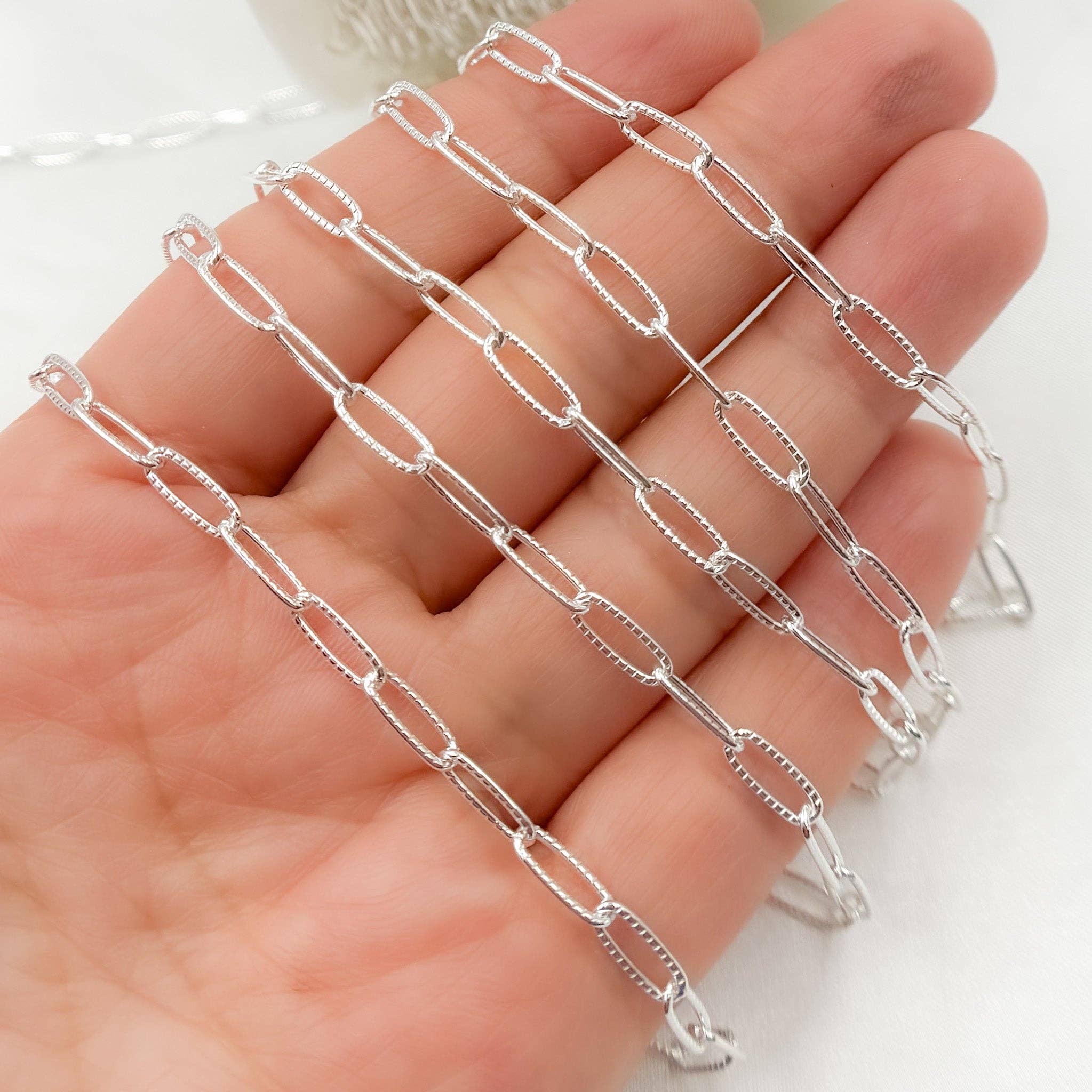 Tresor Jewelry Inc. - Wholesale Link & Chain Necklace - 2903LSS. 925 Sterling Silver Hammered Paperclip Chain.0