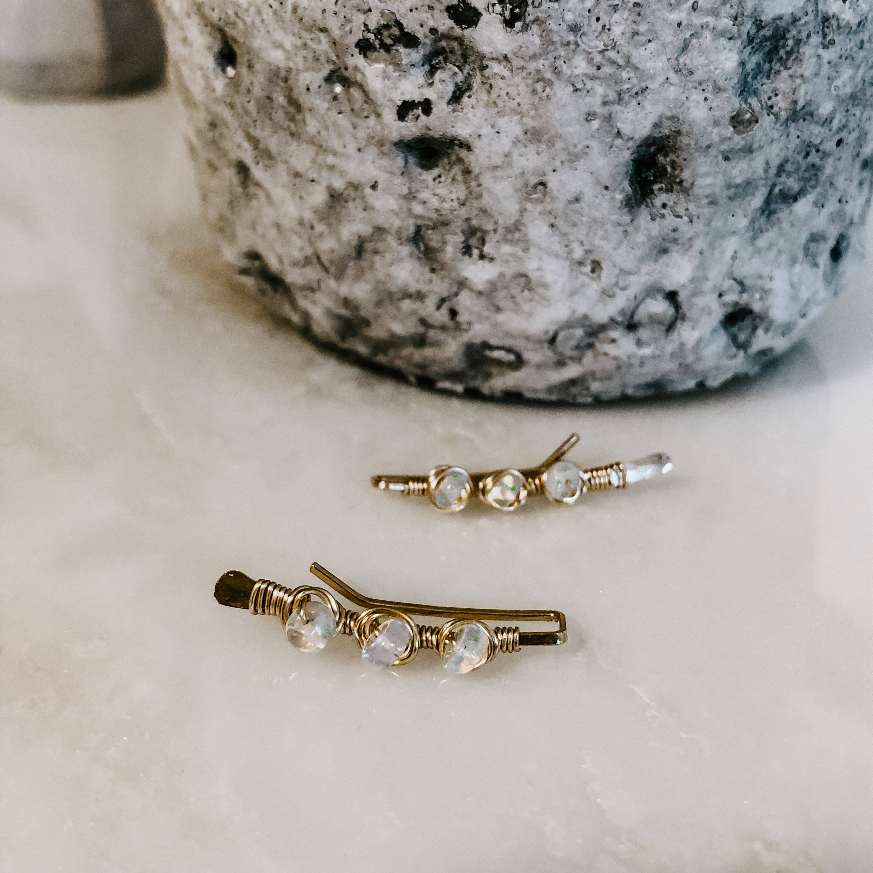 Derive Jewelry - Vendita all'ingrosso Orecchini ear jacket/climber - Orecchini a salire con opali avvolti in filo fatti a mano2