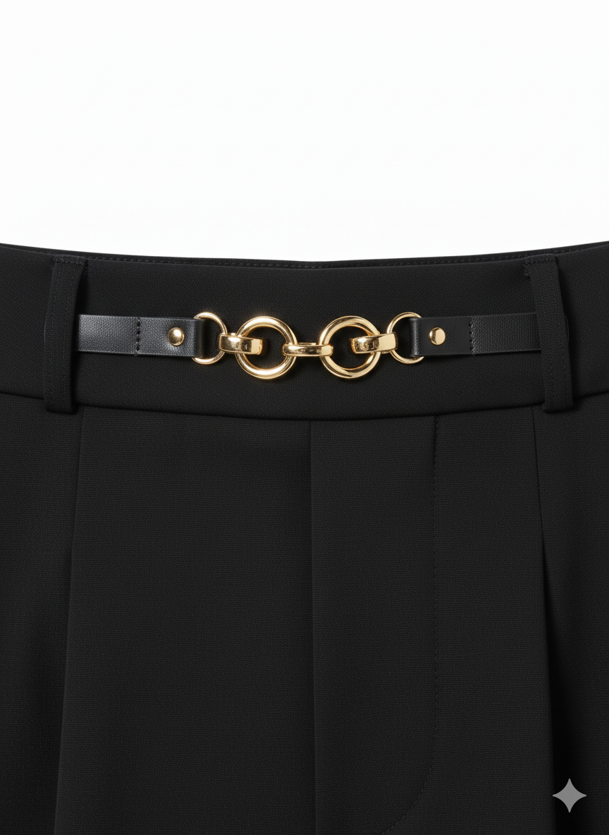 Black A-Line Skirt Wool Look Pleated Midi for wholesale on Faire4