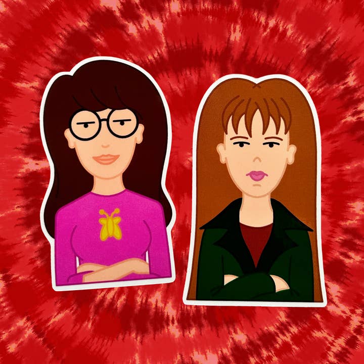 Ensemble d'autocollants en vinyle Sick Sad Sisters (2 autocollants) - Décalcomanie pop culture, prêt à afficher pour la vente par Studio Montalvo