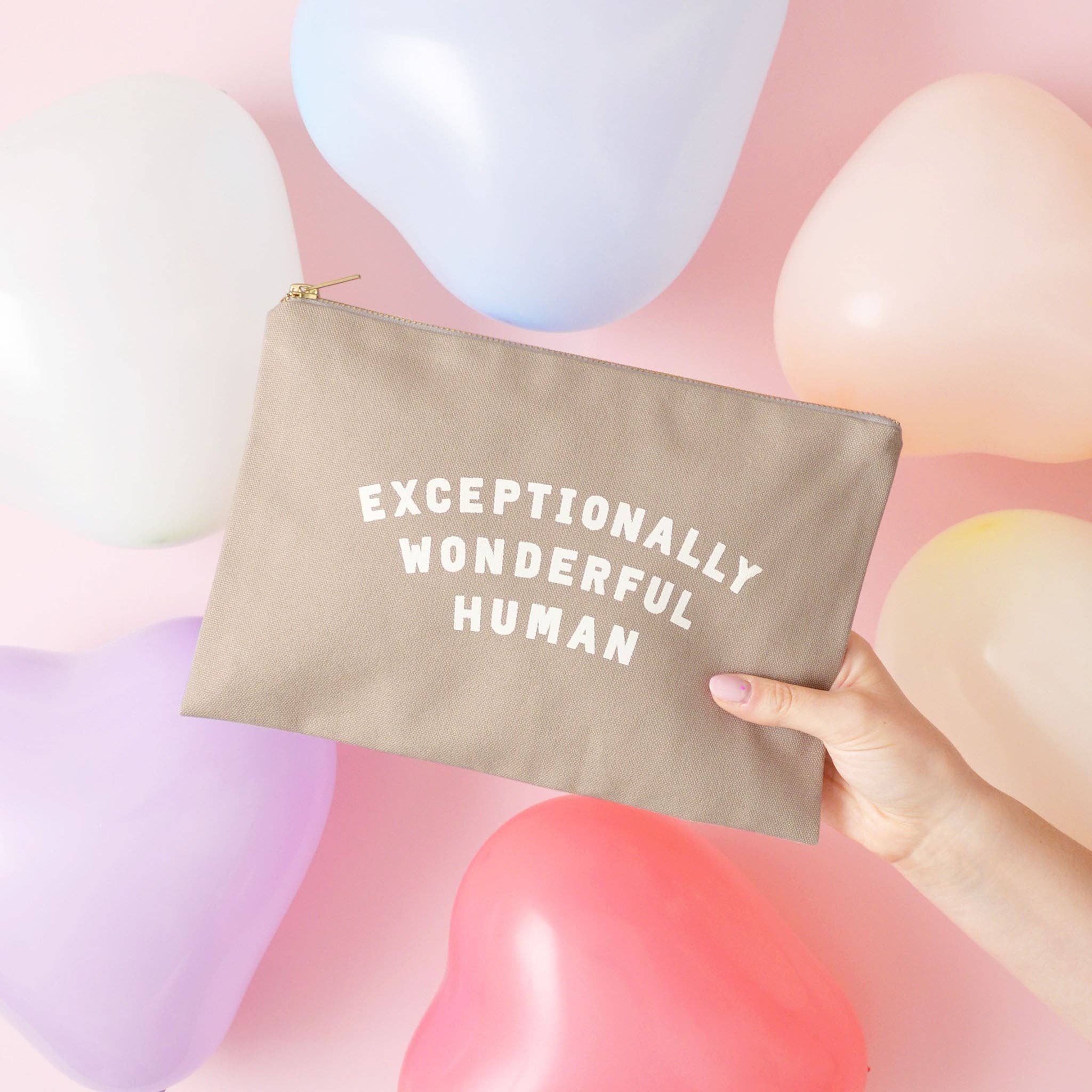 Alphabet Bags – wholesale Pouch – Women’s – Exceptionally Wonderful Human - Stone Pouch0