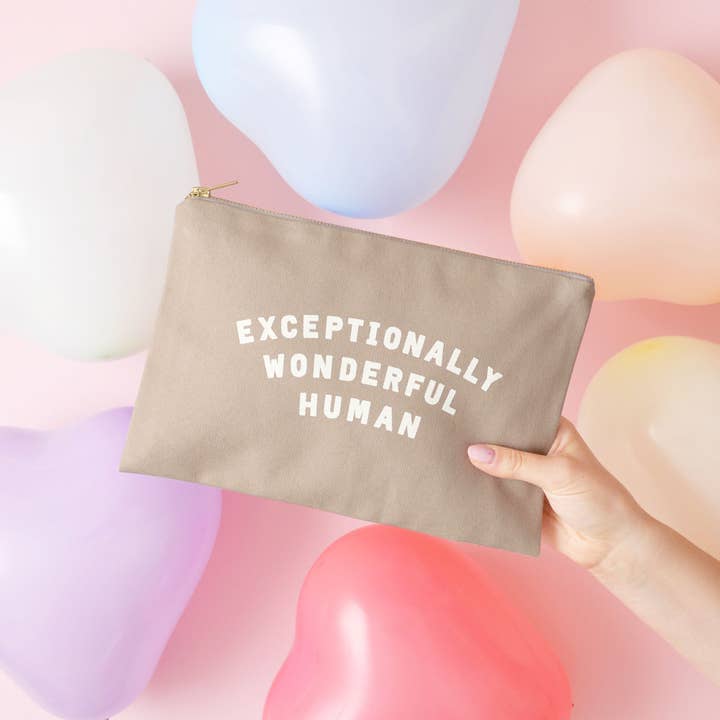 Alphabet Bags – wholesale Pouch – Women’s – Exceptionally Wonderful Human - Stone Pouch