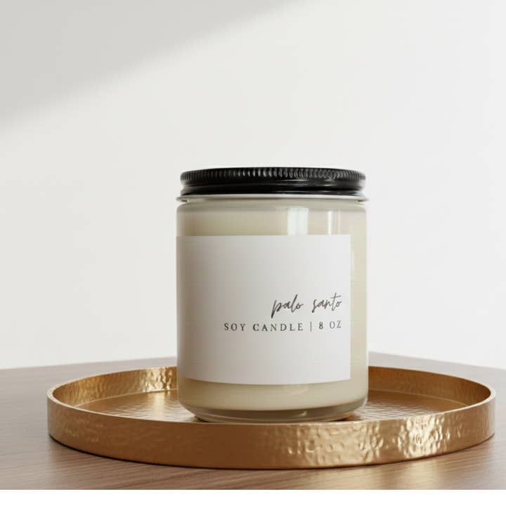 8 oz Clear Glass Soy Candle for wholesale by Benjamin Soap Co.