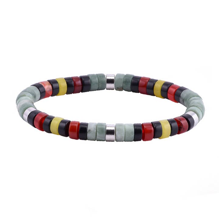 Dark green jade bead bracelet red black lemon jade for wholesale by SIXTY STONES