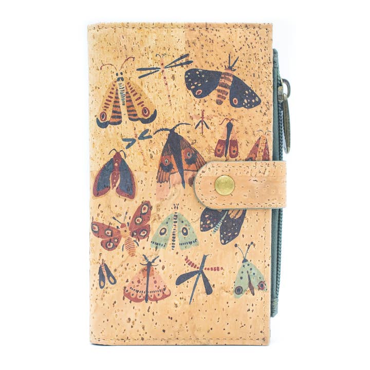 Meninas Bonitas Cork - Vendita all'ingrosso Portafogli - Donna - Portafoglio in sughero con fiori e farfalle BAG-2097
