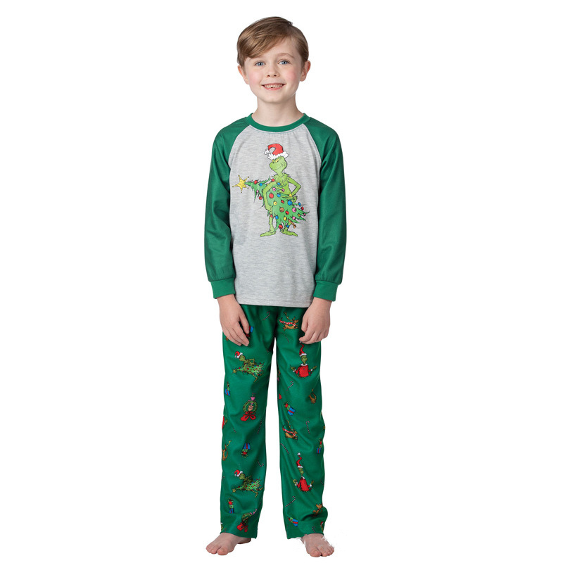 Pajama Village - Venta al por mayor Conjunto de pijama - Unisex - Pijamas familiares navideños Naughty Grinch7