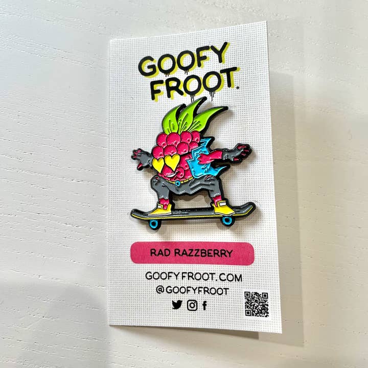 Rad Razzberry Enamel Pin for wholesale by Goofy Froot