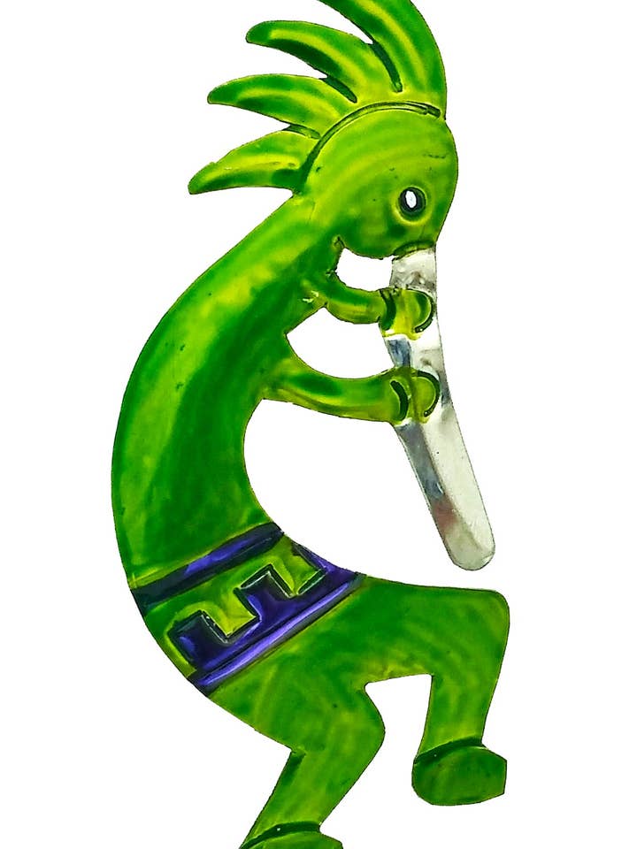Tin Kokopelli Ornament - Green for wholesale by Sedona Spirit
