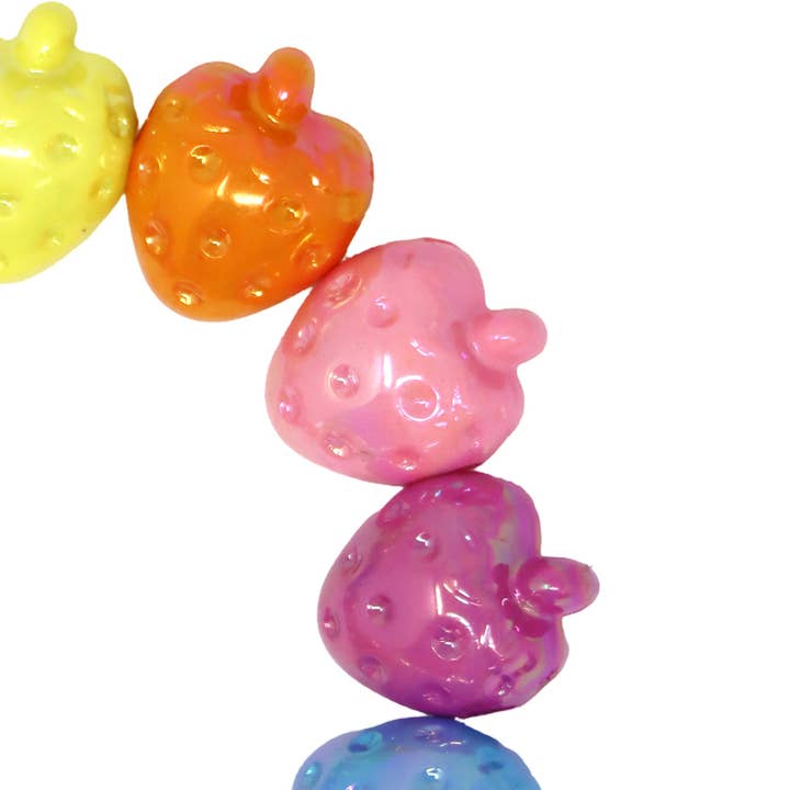 Pink Poppy - Wholesale Beaded bracelet – Kids - Rainbow Strawberry Bracelet - (Pack Size: 6)1