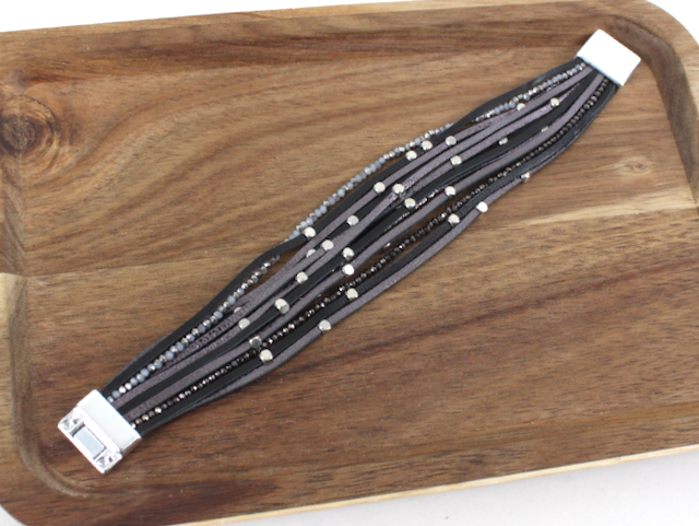 Pretty Persuasions - Wholesale Bangle Bracelet - B25241 Multi-String Magnetic Closure Leather Bracelet1