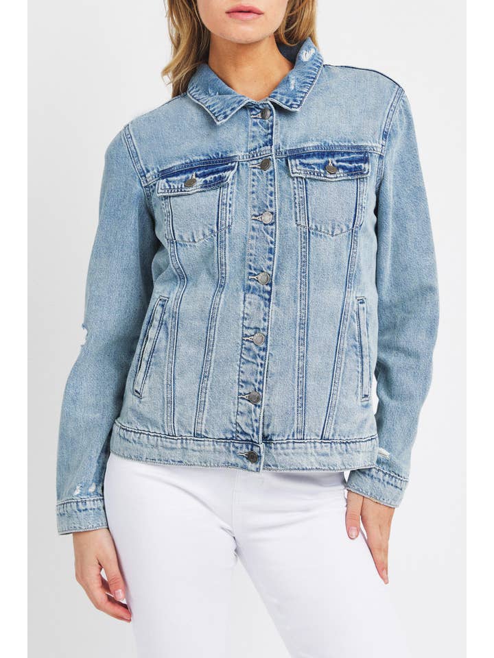 Cello Jeans - Wholesale Denim Jacket - Women's - WV1258J-1LTD Oversized Classic Denim Jacket Light Wash