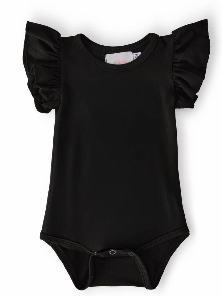 Black S/S Flutter Bodysuit for wholesale by Mila & Rose