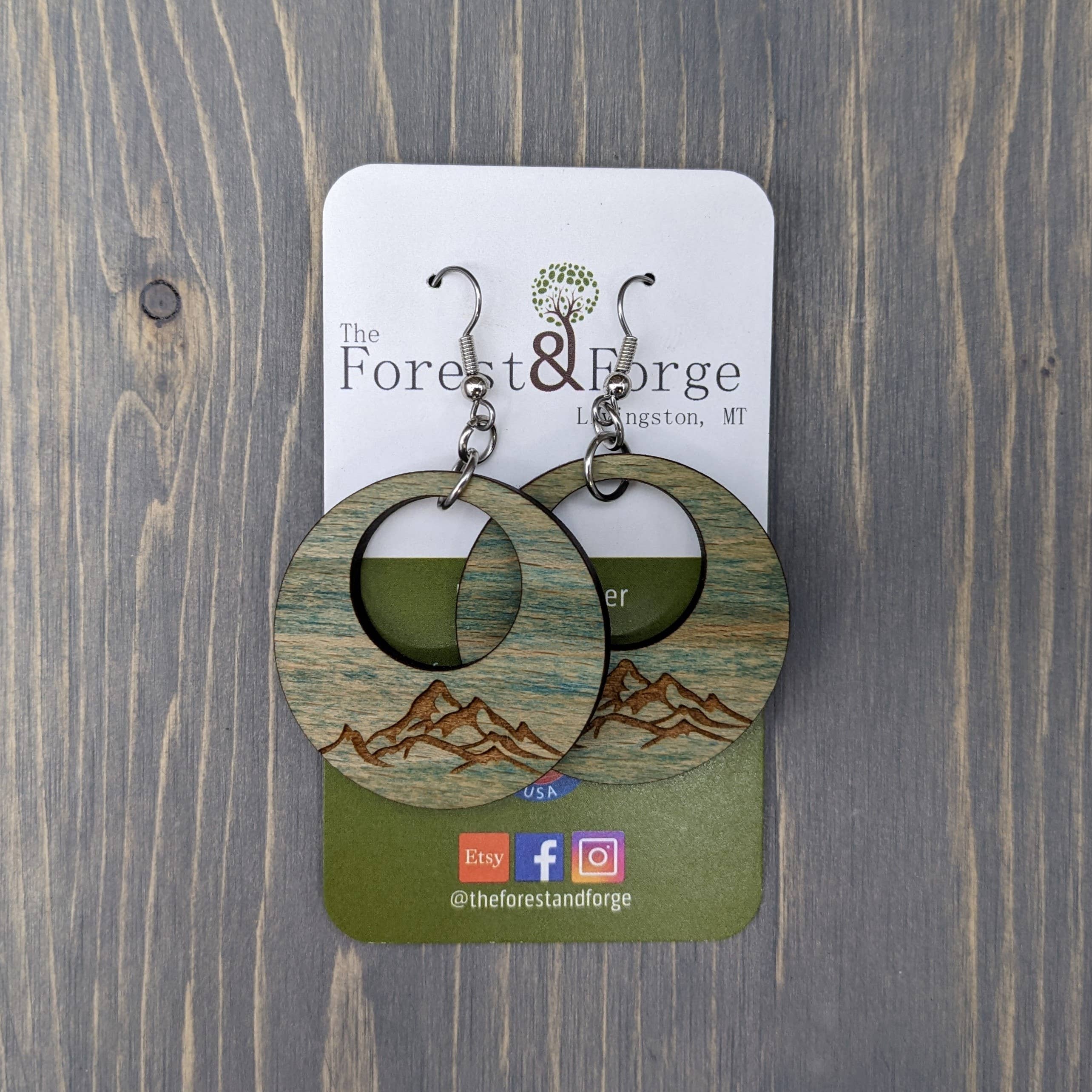The Forest and Forge - Wholesale Dangle Earrings - Mountain Hoop Wood Earrings3