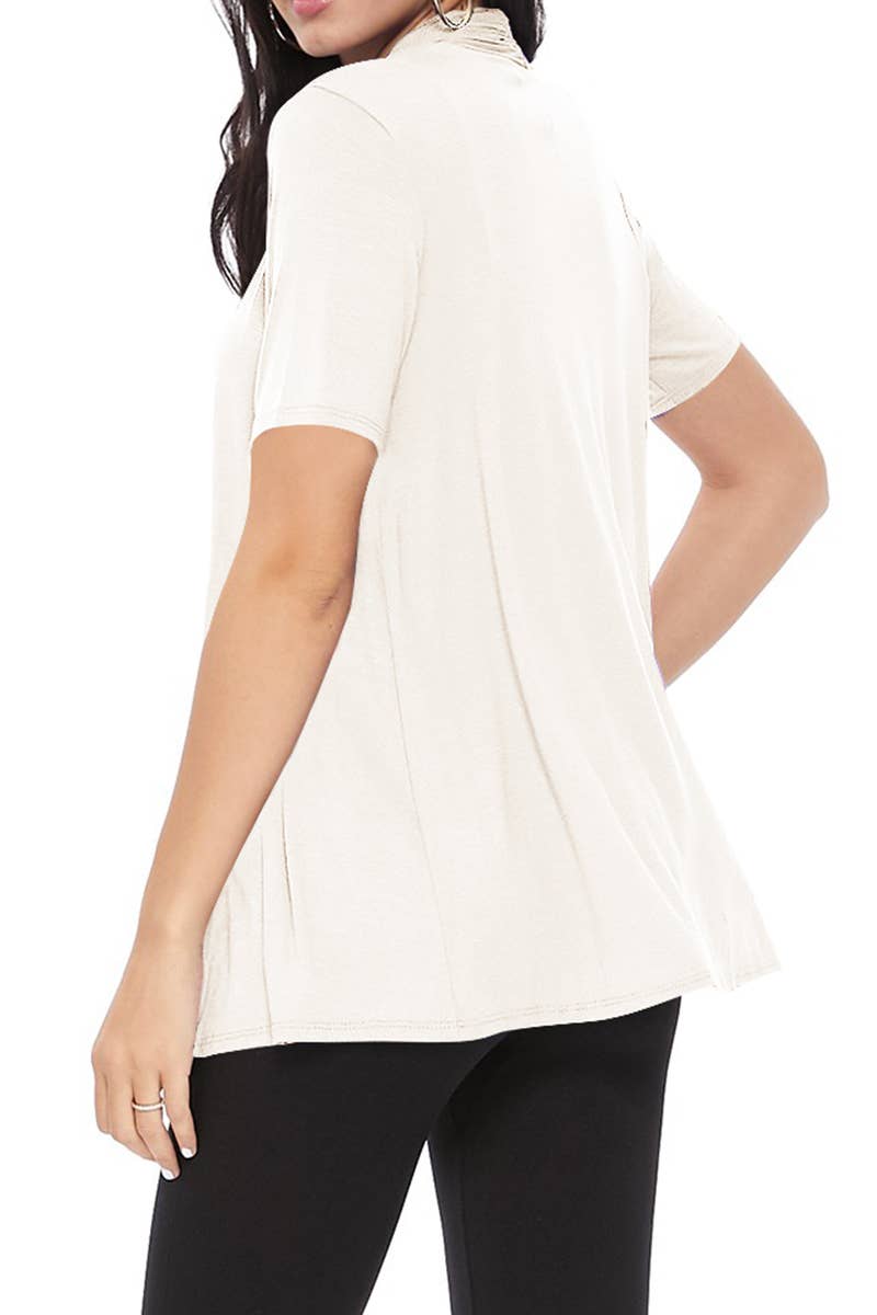 MOA COLLECTION - Wholesale Cardigan - Women's - Women's Casual Short Sleeve Draped Open Front Solid Cardigan30