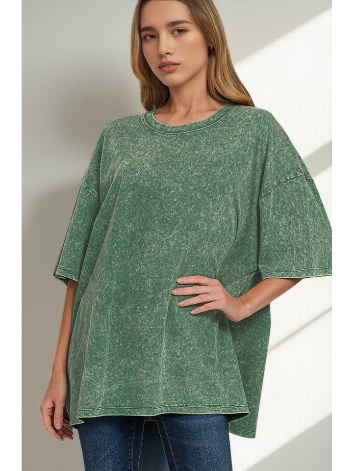 42POPS - Wholesale Knit Top - Women's - `.Acid Wash Cotton Oversized Tee38