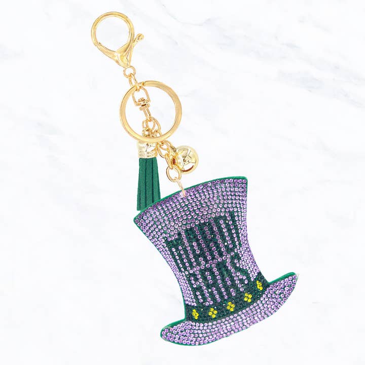 Suzie Q USA - Wholesale Keychain – Women's - MARDI GRAS Top Hat Glitter Keychain