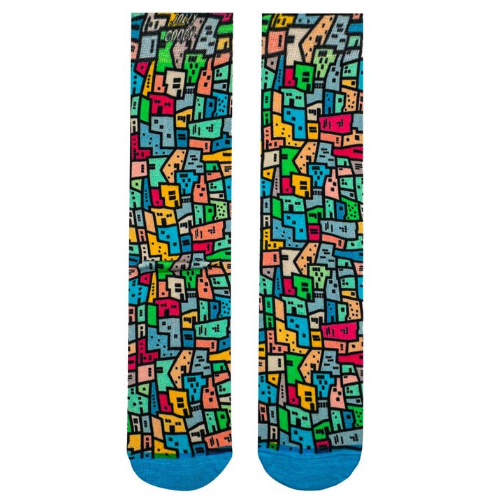 Colorful Lines Bamboo Socks – Vibrant Striped Crew Socks |  for wholesale by Jolly Goody