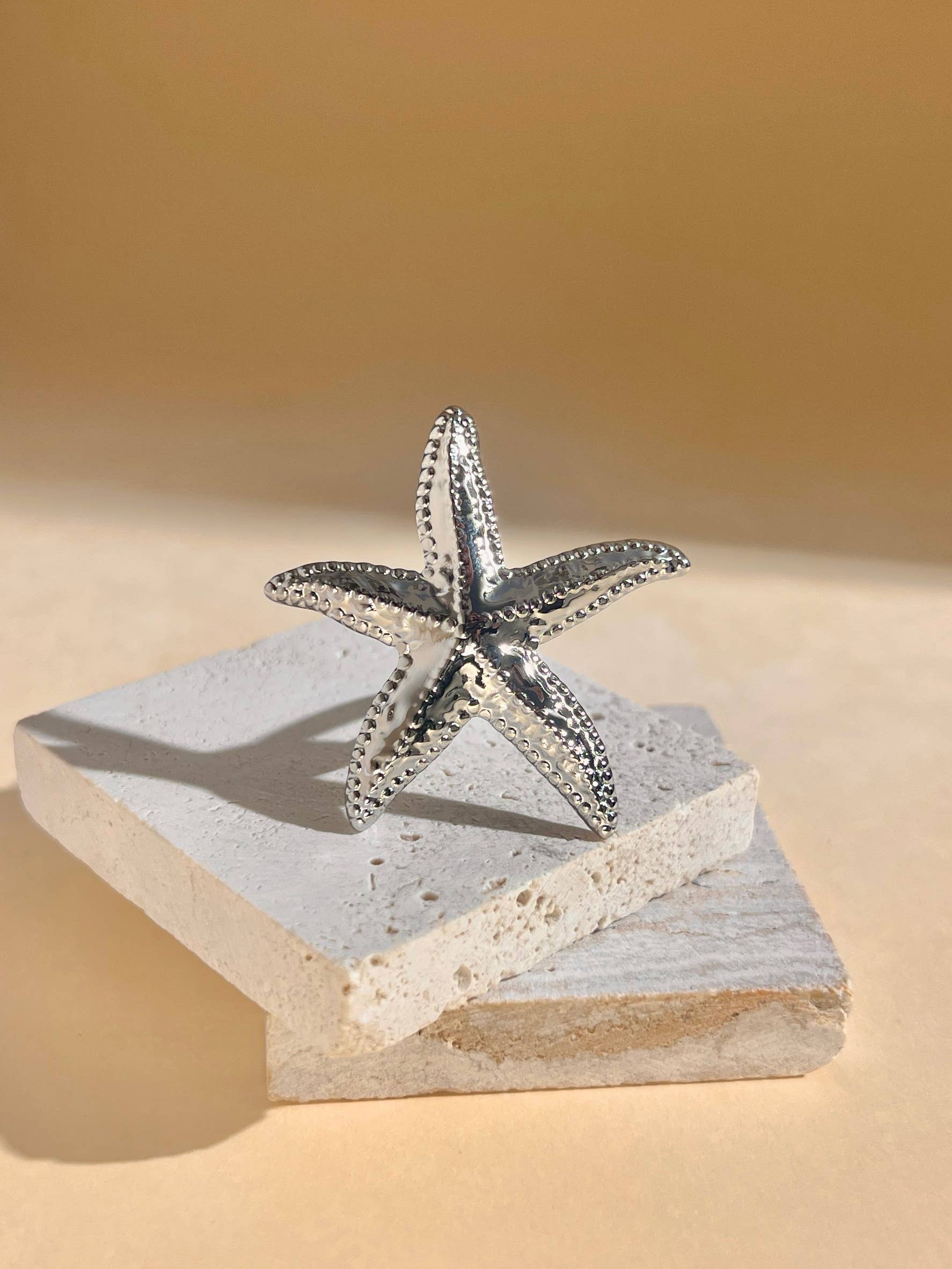 COSMOS - Wholesale Cocktail/Statement Ring - Adjustable Stainless Steel Starfish Ring0
