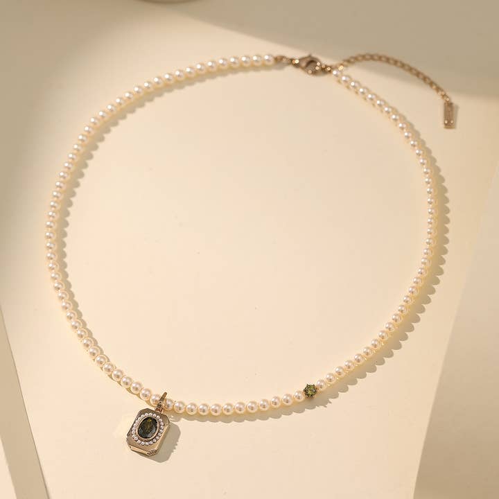 Beaded Pearl Necklace with Pendant Charm for wholesale by La Solana Design