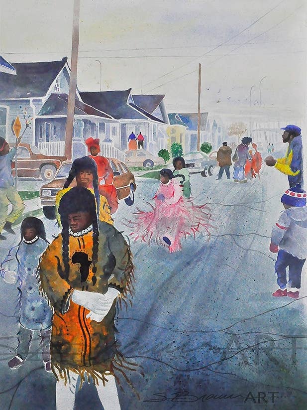 Mardi Gras Watercolor Print for wholesale by SBrownART
