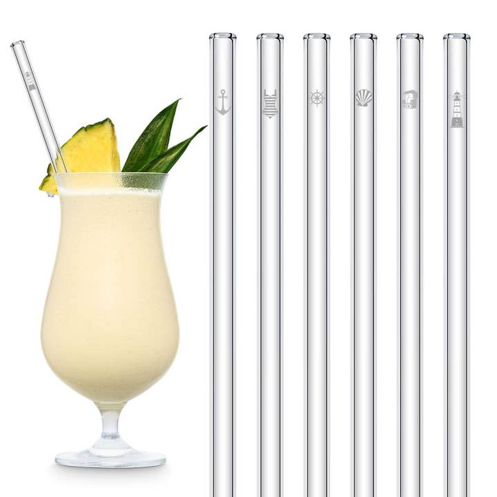 HALM Straws – Palhinha por atacado – Edição de motivos do Mar Báltico gravada canudos de vidro decoração marítima 6 peças7