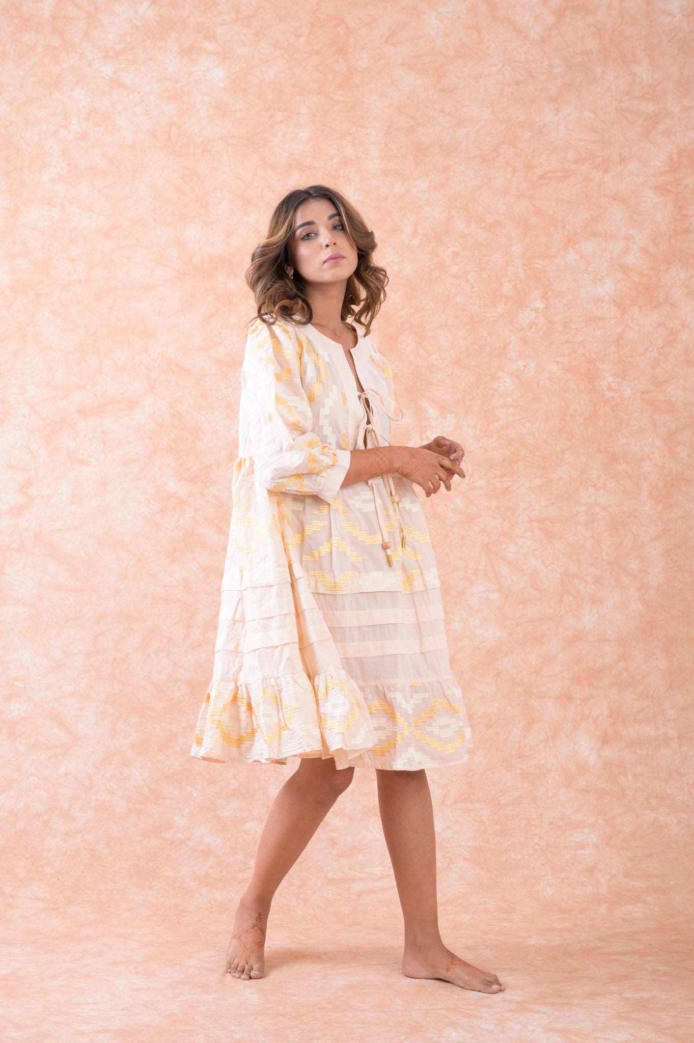 Rhea - Wholesale Dress - Women's - Rhea Art Tunic Top, Lightweight Cotton Ruffle Hem Design4