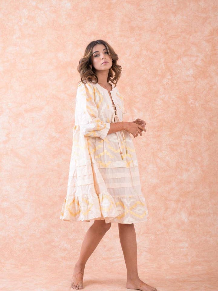 Rhea - Wholesale Dress - Women's - Rhea Art Tunic Top, Lightweight Cotton Ruffle Hem Design4